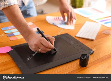 Male Designer Working Graphic Tablet Office Stock Photo By ©serezniy