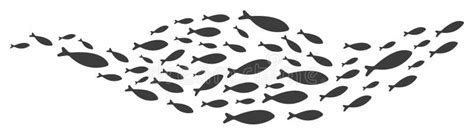 Fish Group Swim School Of Fish Colony Of Small Fish Vector