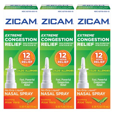 3 Pack Zicam Extreme Congestion Relief Liquid Nasal Spray 050oz Each
