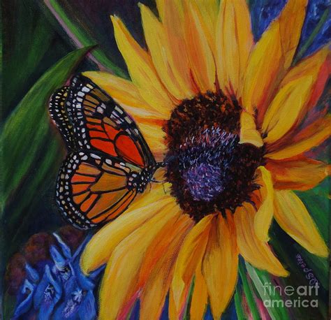 Butterfly On Sunflower Painting By Diane Speirs Pixels