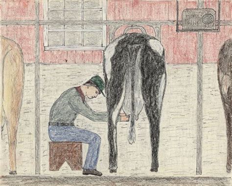 Milking Time Drawing Wisconsin Historical Society