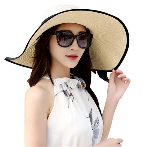 joyebuy women s floppy big brim hat bowknot straw hat foldable roll up sun hat beachwear central