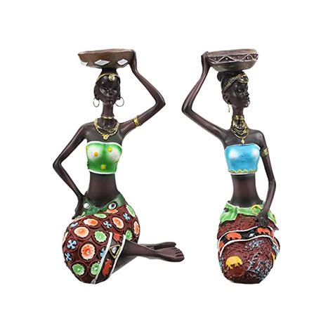 Buy Garneck 2pcs Pillar Candle Holders African Woman Figurine Sculpture