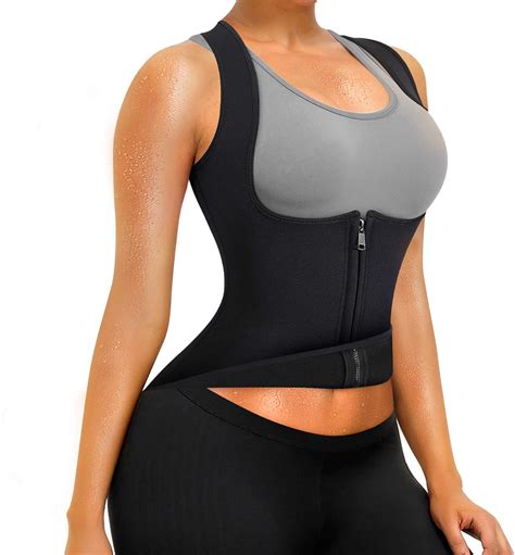 Amazon Com Rolewpy Women Sweat Neoprene Waist Trainer Hot Slimming Sauna Vest Tummy Control
