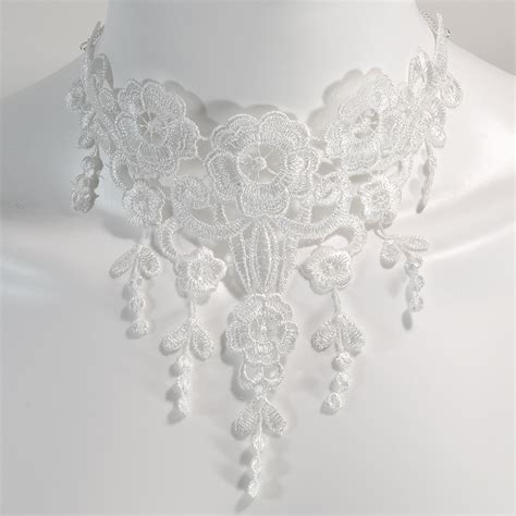 Bridal Choker Necklace White Lace Jewelry Twisted Pixies