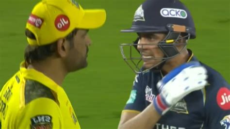 ms dhoni got angry on shubman gill when he took drs for the no ball then jadeja came gtvscsk