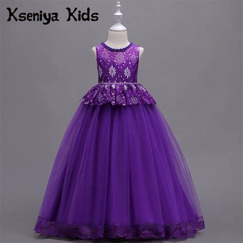 Kseniya Kids 2018 New European Princess Dress Mesh High Waist Children