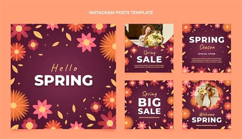 Premium Vector Gradient Spring Instagram Posts Collection