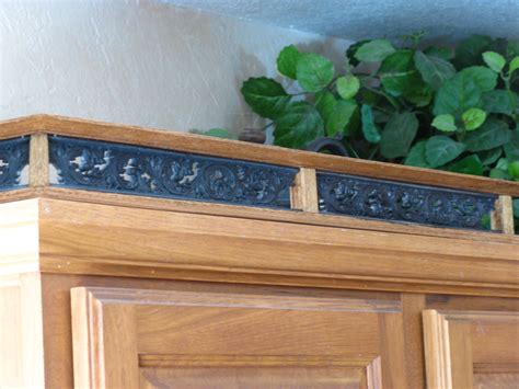 Kitchen cabinet with sink and marble counter top. Kitchen Cabinet Top Moulding Galley Railing Trim Pewter ...