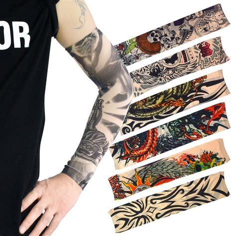 hoveox 20pcs temporary tattoo arm sleeves arts fake slip on arm sunscreen sleeves body art