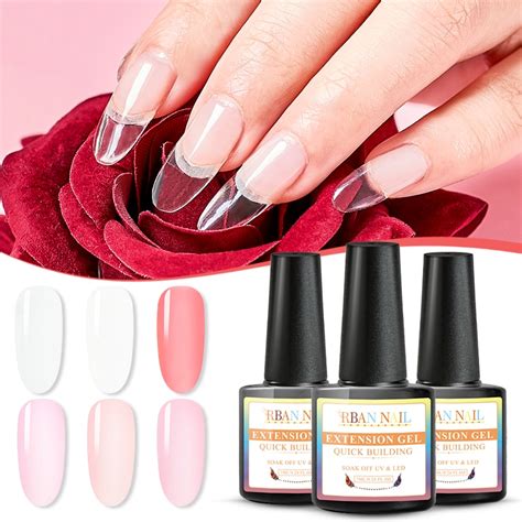 RBAN NAIL 7ML Quick Extension Gel Clear Pink Nude Nail Tips Builder UV