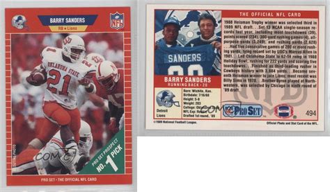 1989 barry sanders rookie card lot. 1989 Pro Set #494 Barry Sanders Detroit Lions RC Rookie Football Card | eBay