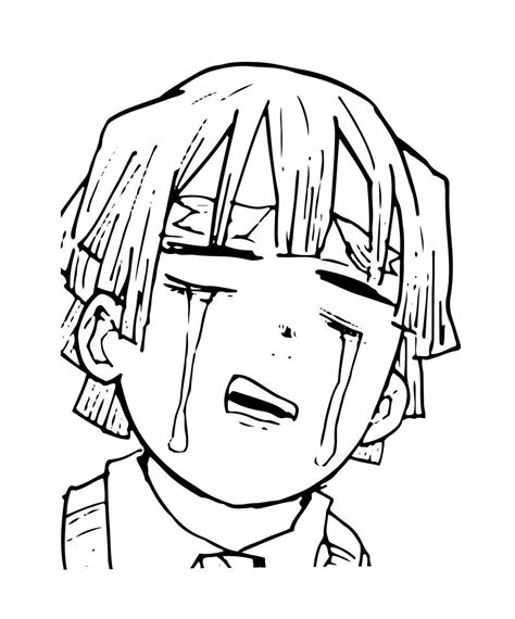 Agatsuma Zenitsu Is Crying Coloring Page Free Printable Coloring Pages