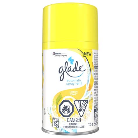 175g/269ml last up to 60days works well with air wick and glade automatic spray (old and new design). Glade Automatic Spray Air Freshener Refill - Lemon Zing ...