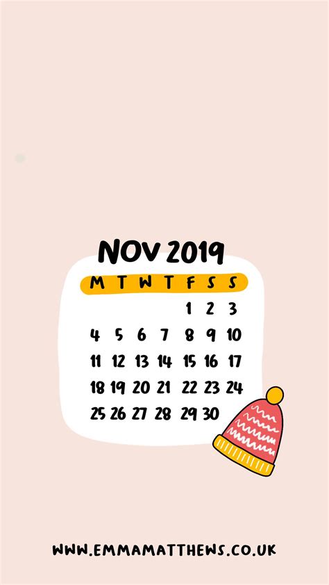 Free Download Floral November 2019 Wall Calendar Cute Pink Design