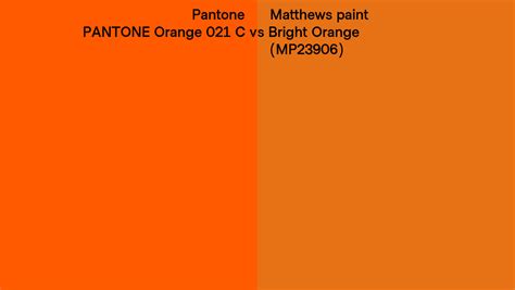 Pantone Orange 021 C Vs Matthews Paint Bright Orange Mp23906 Side By