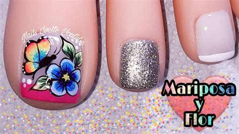 Es importante tener ideas útiles como estas que vamos a ver para uñas decoradas manos y pies. Diseño de pie flor y mariposa en colores alegres/uñas ...