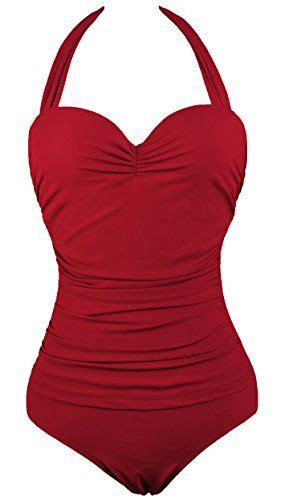 Shenices Retro Vintage Sweetheart Onepiece Monokinis Swimsuit Red Us6