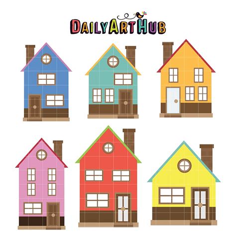 Colorful Houses Clip Art Set Daily Art Hub Graphics Alphabets And Svg