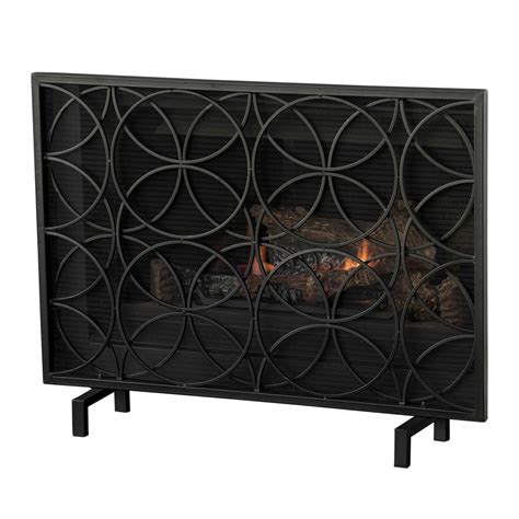 Veritas Single Panel Iron Fireplace Screen Black