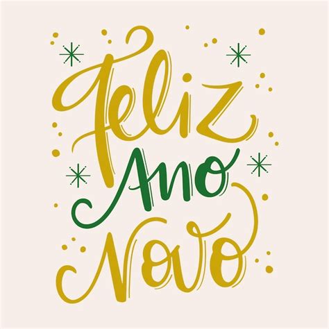 Feliz ano novo vetor de caligrafia de letras de mão em português do