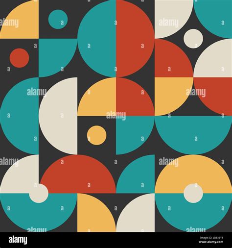 Retro Pattern In Style Of 60s 70s Bauhaus Seamless Color Geometric