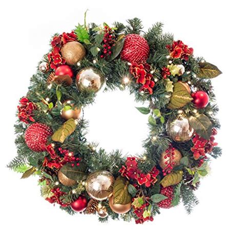 30 Inch Artificial Christmas Wreath Scarlet Hydrangea Collection