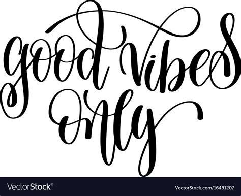 Good Vibes Only Black And White Hand Lettering Vector Image