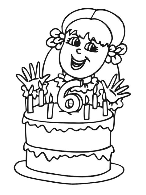 Cumpleaños De Niña De 6 Años Para Colorear Imprimir E Dibujar