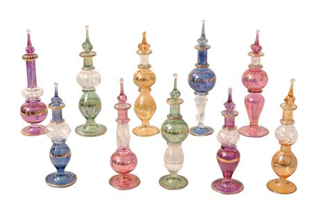 Egyptian Perfume Bottles Set Of 10 Hand Blown Decorative Pyrex Glass V Craftsofegypt