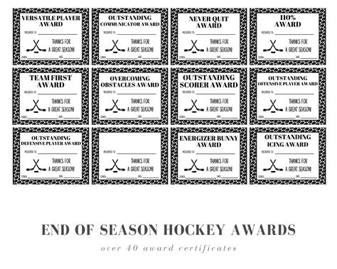 Editable End Of Season Hockey Award Certificates Of Etsy España