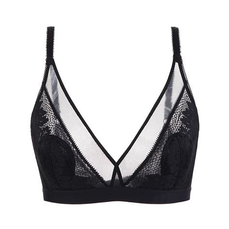 Folomi Sexy Triangle Cup Bra Wire Free Lace Bralette Summer Ultra Thin Plunge Straps Women