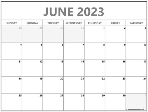 Blank June 2023 Calendar Editable Pelajaran