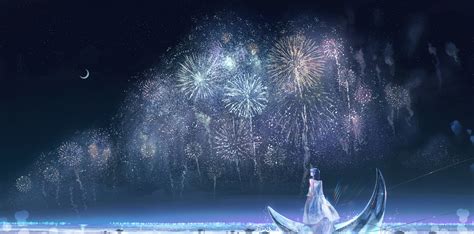 Beach Dress Fireworks Moon Morncolour Night Original Polychromatic