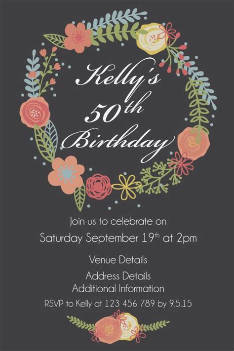 womens birthday party invitation template rustic