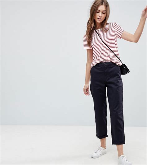 Asos Chino Pants In Navy Blue Chinos Women Outfit Chino Pants