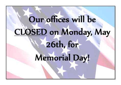 Memorial Day Office Closed Sign Free Download The Best