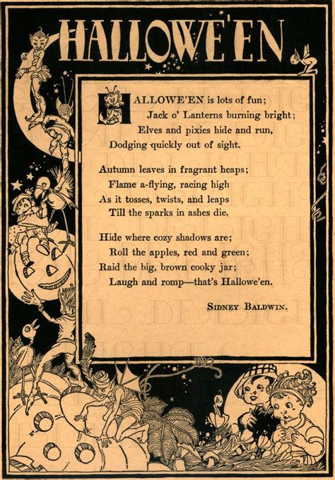 Delightful Rare Digital Halloween Poem Vintage Halloween Etsy