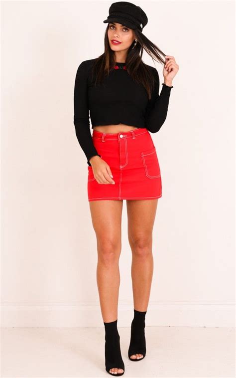 Upgrade You Skirt In Red Produced Skirts Mini Skirts Outfits