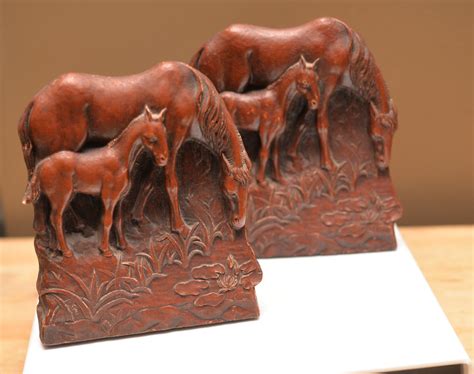Syroco Wood Composite Vintage Horse Bookends Mother And Foal Etsy