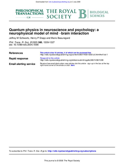 Pdf Quantum Physics In Neuroscience And Psychology A Neurophysical