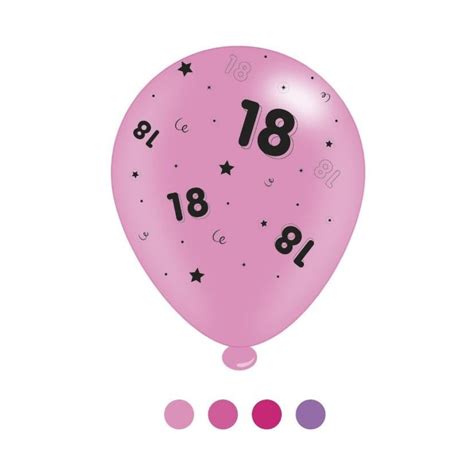 Pink Age 18 Assorted 10 Latex Balloons 8pk