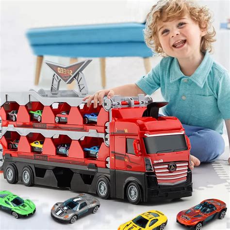 Buy Mega Hauler Truck With Ejection Race Track Kids Deform