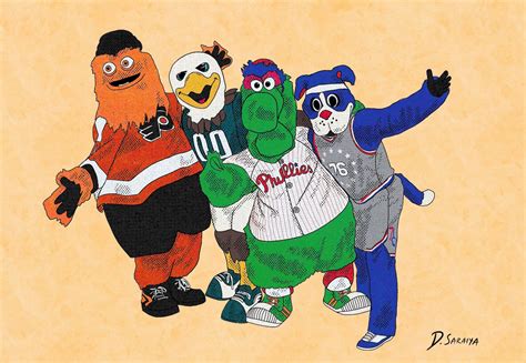 Philly Mascots Group Comic Art Etsy