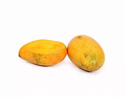 One Sliced Mango And One Mango On White Background High Quality Free