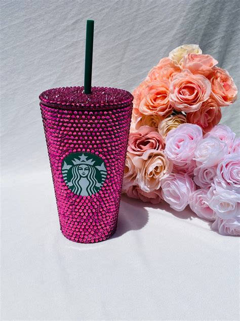 Bling Starbucks Cup Hot Pink Rhinestone Grande Starbucks Etsy