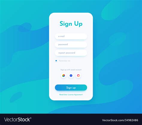 Sign Up Screen Mobile App Ui For Registration Vector Image