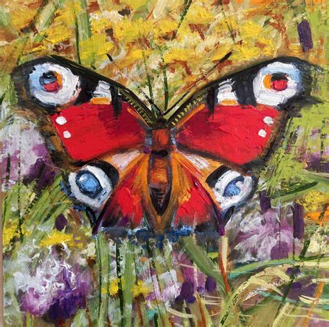 Butterfly Oil Painting Small Art Butterfly Artwork Impasto Etsy