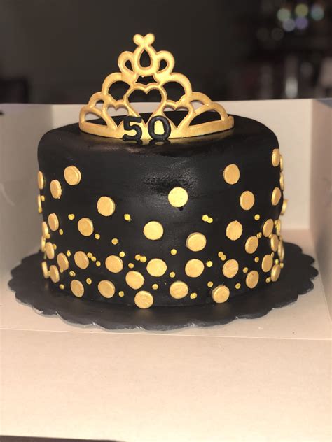 50th Birthday Cake Black And Gold Cake Crown Cake 50th Birthday