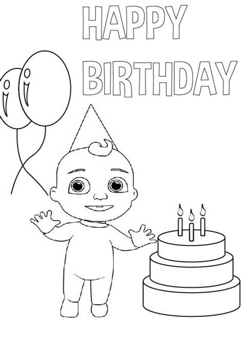 Cocomelon Coloring Pages Jj Happy Birthday Coloring With Kids